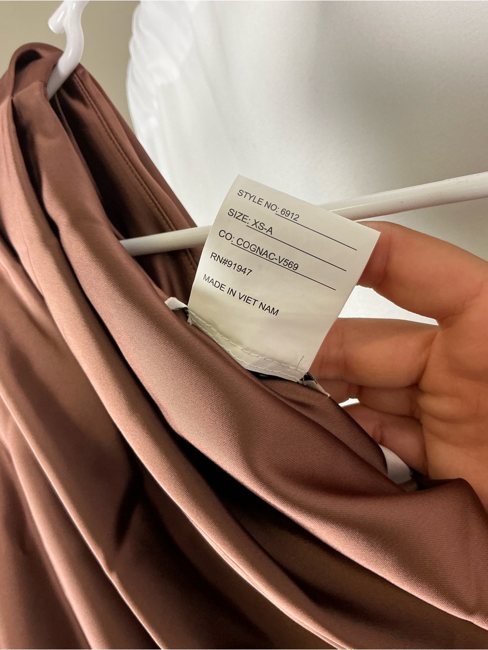 After Six One-Shoulder Satin Maxi Dress in Cognac Brown - Picture 4 of 6